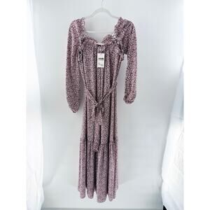 Tory Burch Silk Floral Off-the-Shoulder Tiered Maxi Dress Pink Women's Size 2